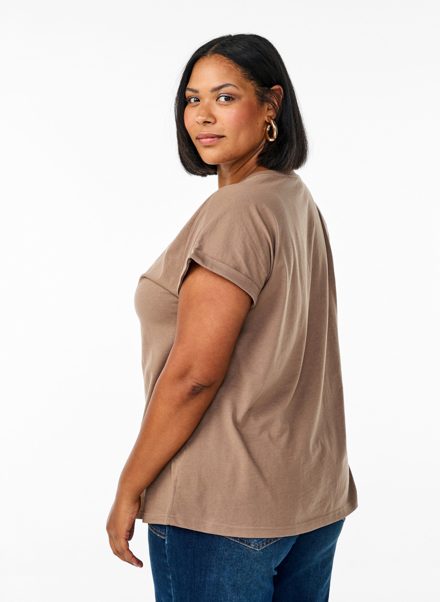 ZizziT-shirt &agrave; manches courtes en m&eacute;lange de coton, Marron, Model image number 2