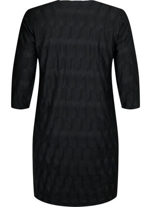 FLASH - Robe avec texture et manches 3/4, Black, Packshot image number 1