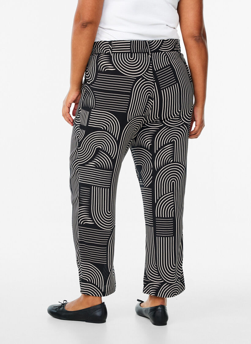 Pantalon taille haute en viscose, Noir, Model image number 1