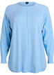 Blouse en maille &agrave; col rond et motif tricot&eacute;, Bleu Clair, Packshot image number 0