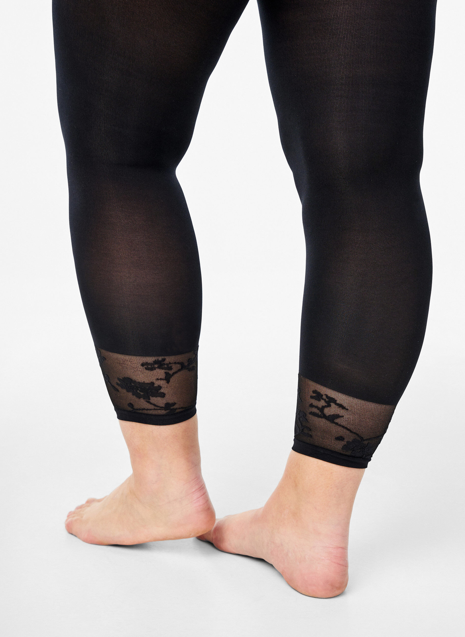 Zizzi Collants 50&nbsp;deniers avec ourlet en dentelle, Noir, Model image number 2