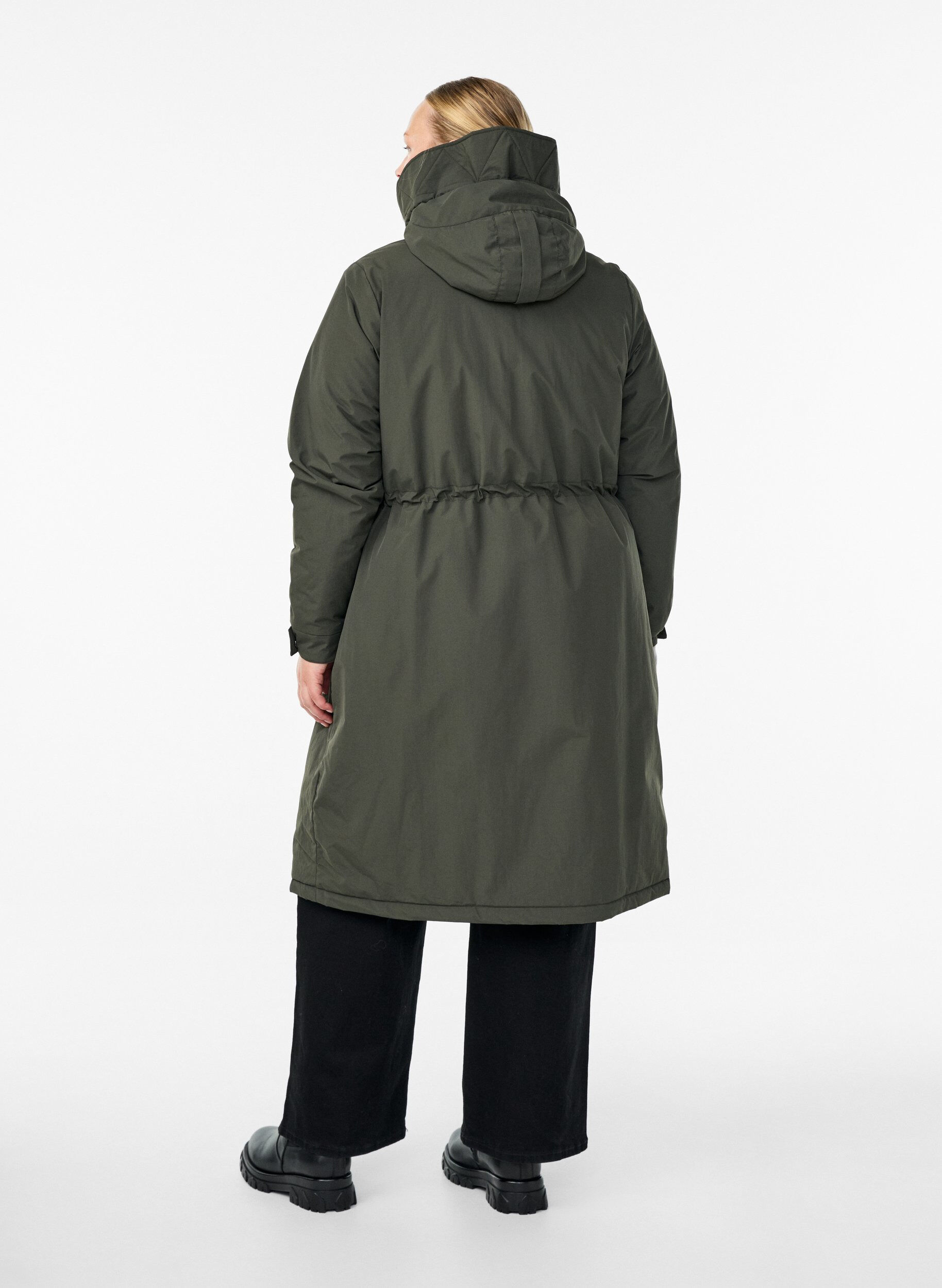 Zizzi Parka avec capuche et taille r&eacute;glable, Vert Kaki, Model image number 2