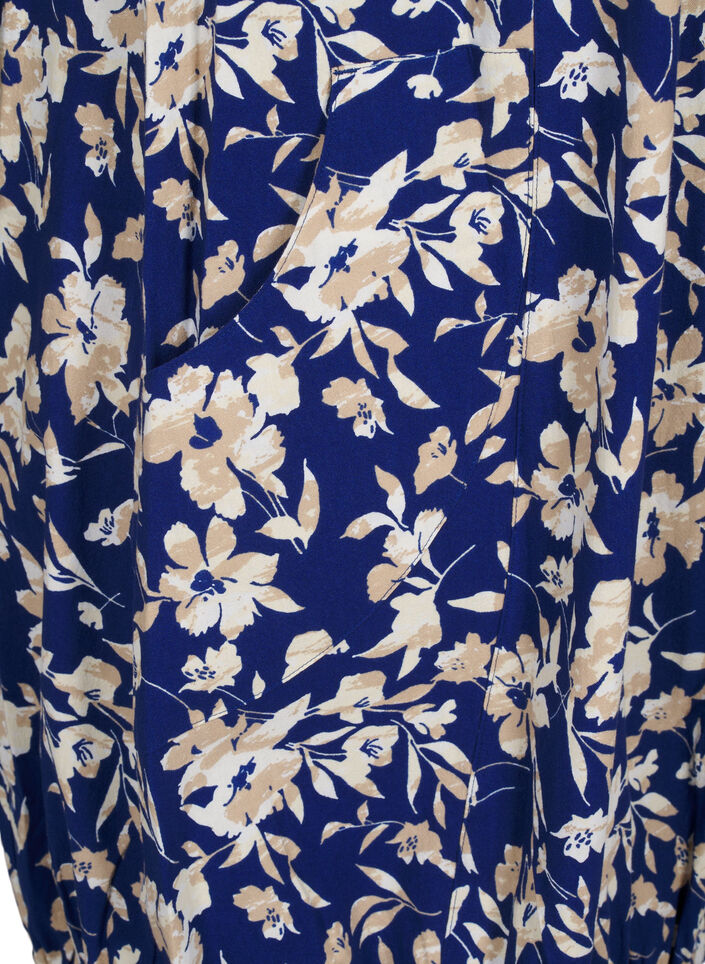 Robe en coton à manches courtes avec imprimé floral, Bleu, Packshot image number 3