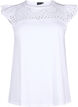 T-shirt en coton biologique avec broderie anglaise, Bright White, Packshot image number 0