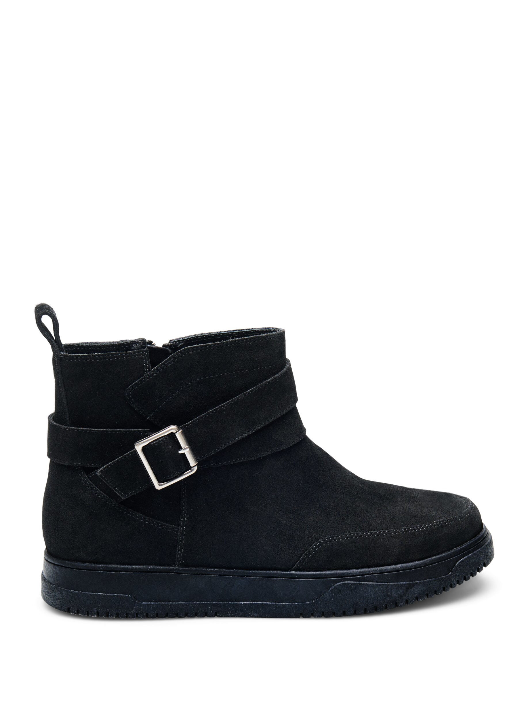 Zizzi Bottines coupe large en daim, Black, Packshot image number 0