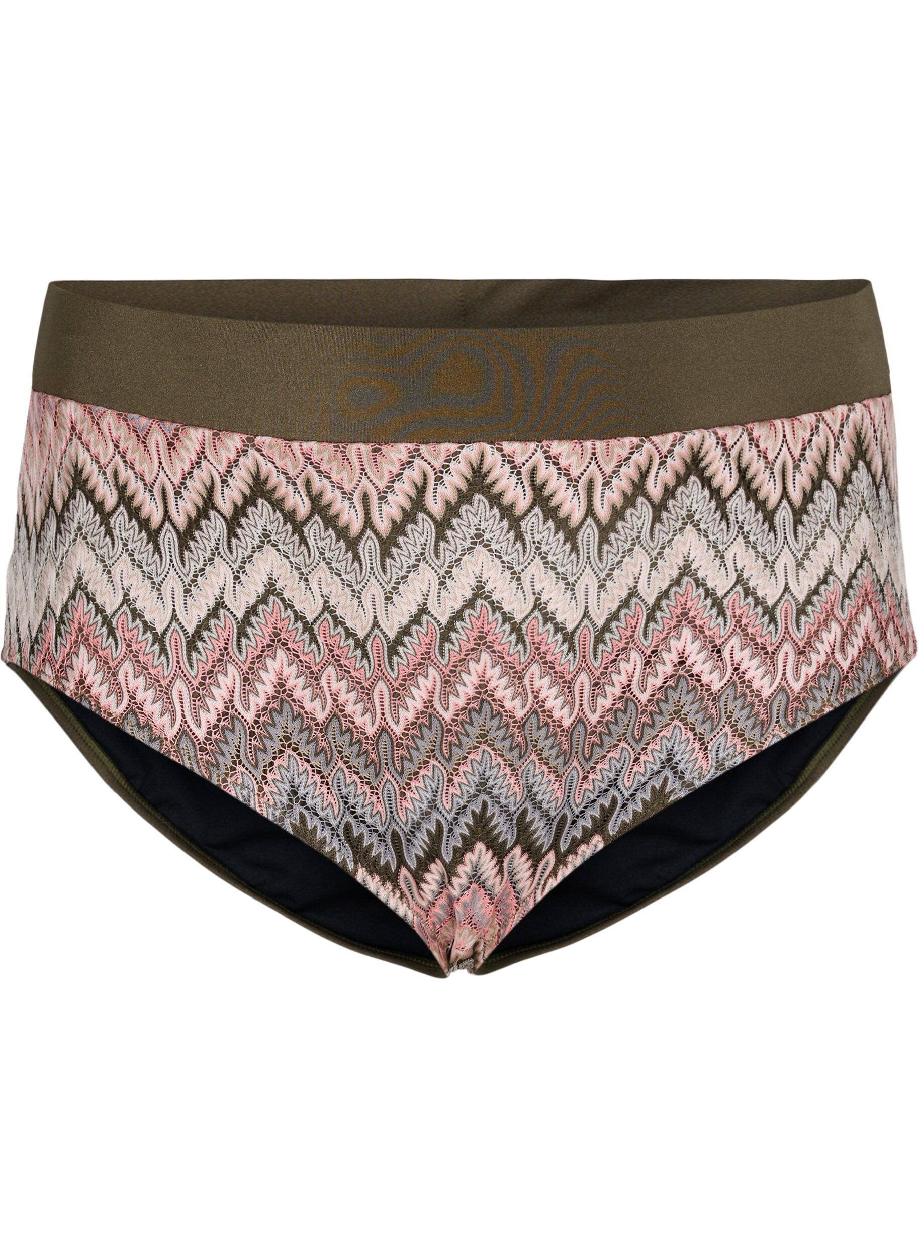 Zizzi Culotte de bikini &agrave; motifs avec taille haute, Beech AOP, Packshot image number 0