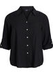 Chemise en lin et viscose avec manches 3/4, Noir, Packshot image number 0