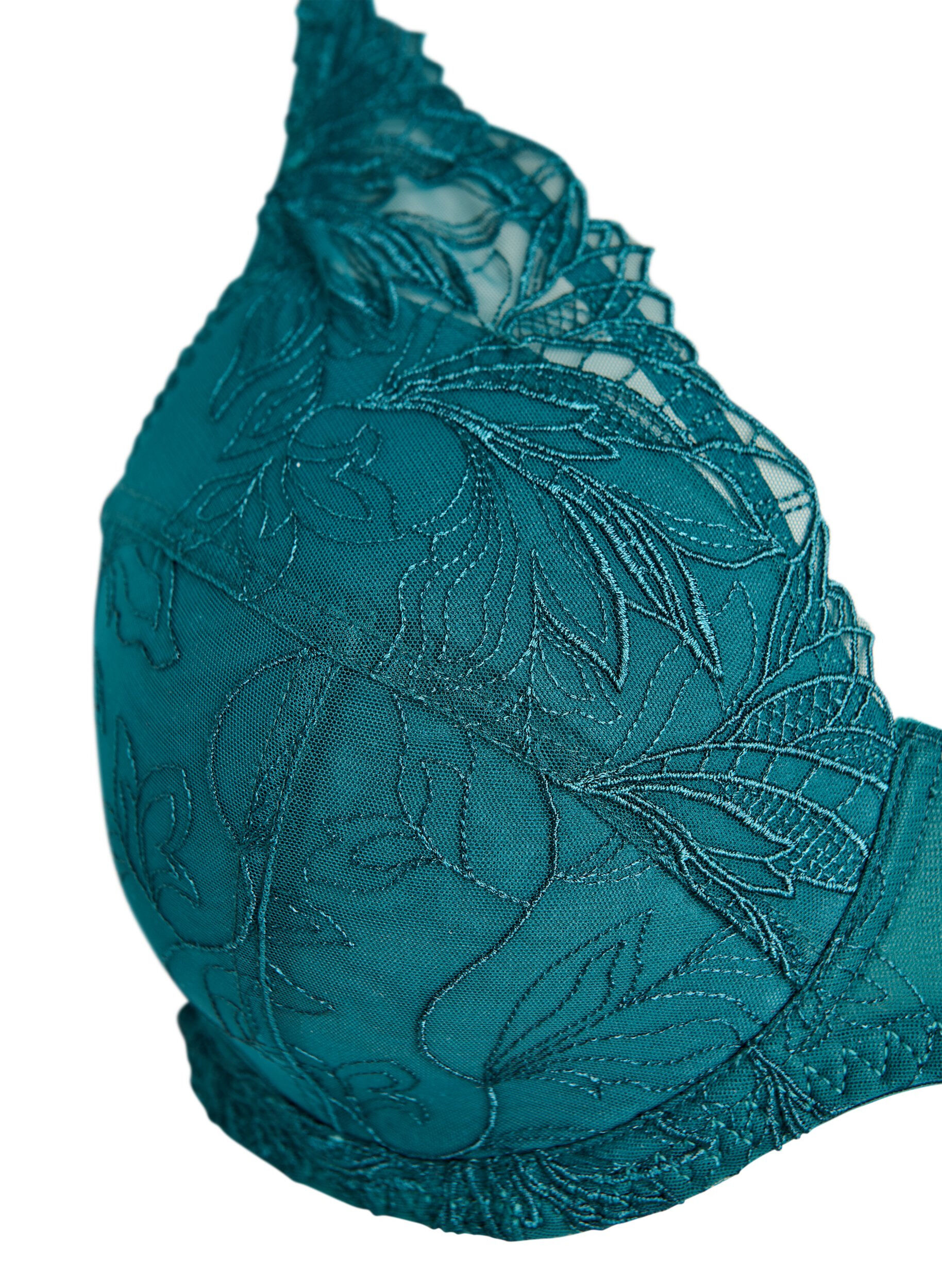 Zizzi Soutien-gorge rembourr&eacute; en dentelle avec armatures, Vert fonc&eacute;, Packshot image number 2