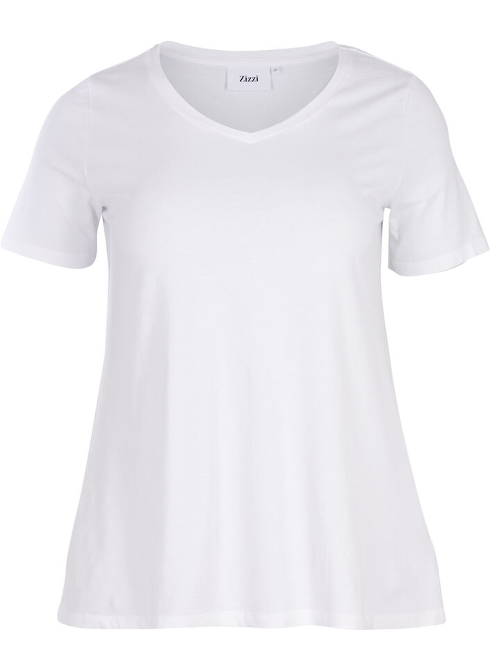 T-shirt en coton uni basique, Blanc, Packshot image number 0