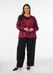 Blouse en satin avec appliqu&eacute; en dentelle et perles, Bordeaux, Model image number 1
