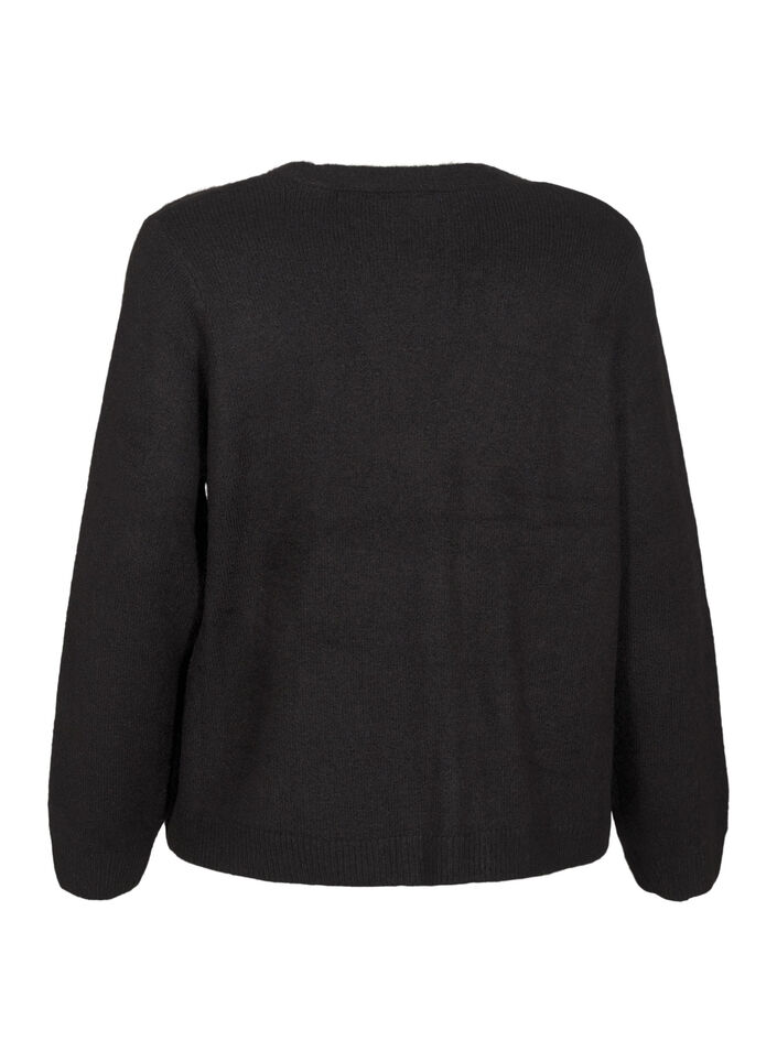 Cardigan tricoté avec un nœud en argent, Black, Packshot image number 1