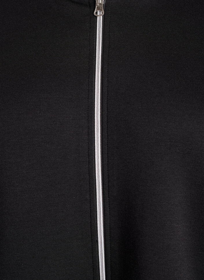 Sweat &agrave; capuche en scuba avec zip et poches, Noir, Packshot image number 2