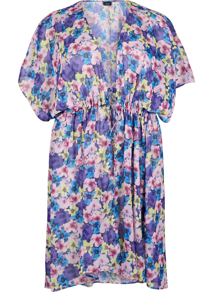 Kimono de plage avec imprimé, Bleu, Packshot image number 0