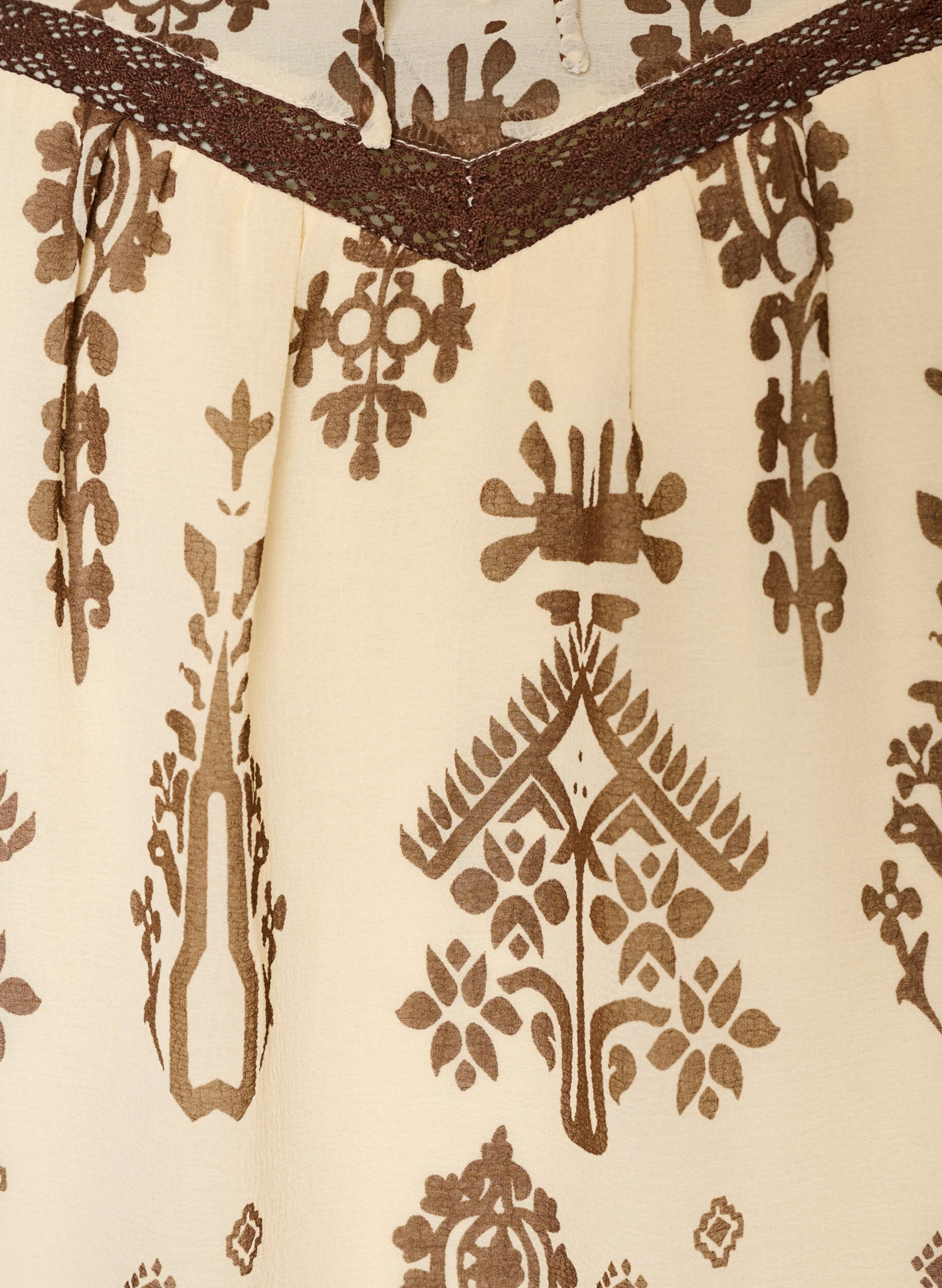 ZizziBlouse &agrave; motifs et bordure en crochet, Beige, Packshot image number 2