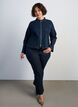 Veste en denim ajust&eacute;e avec fermeture zipp&eacute;e, Bleu, Model image number 1
