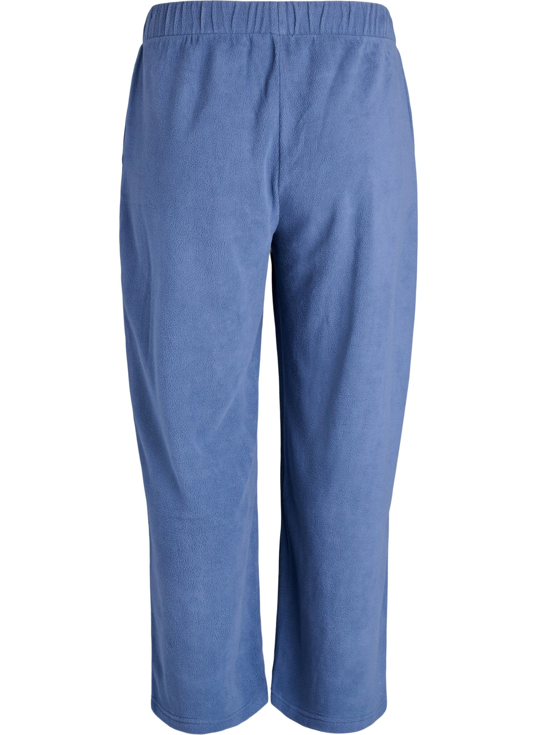 Zizzi Pantalon taille haute en polaire avec poches, Bleu, Packshot image number 1