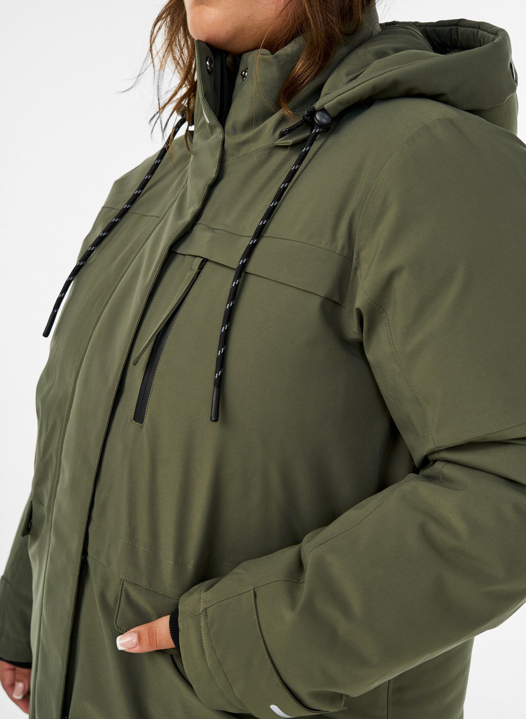 ZizziParka d&eacute;perlante avec capuche et d&eacute;tails fonctionnels, Vert, Model image number 3