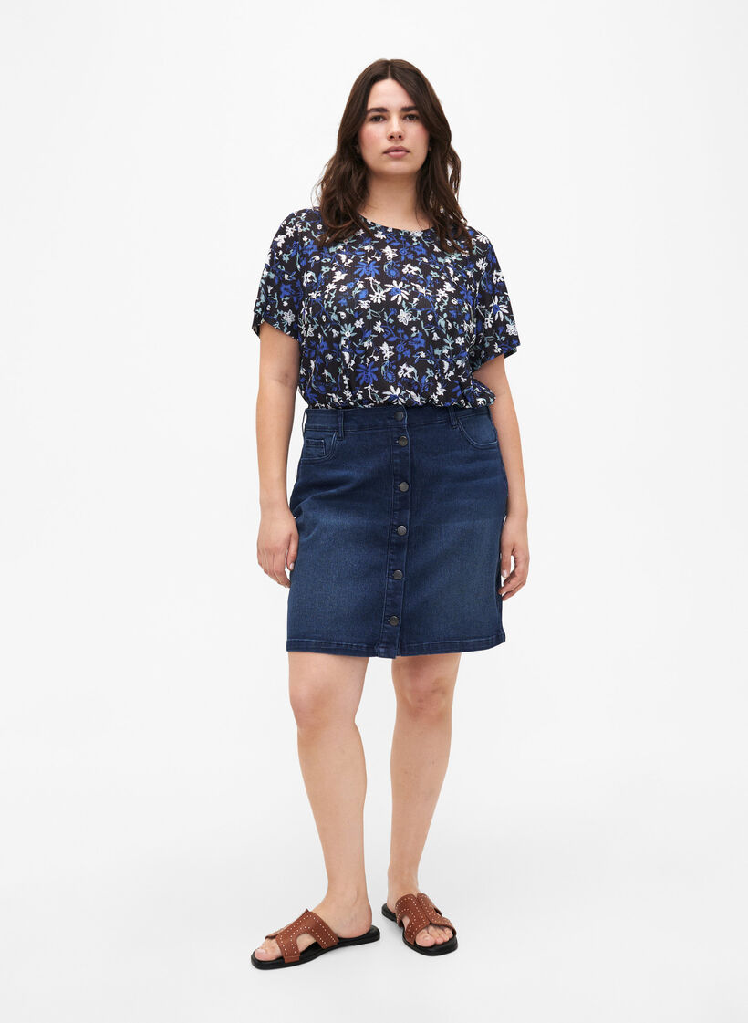 FLASH – T-shirt à imprimé floral, Black Blue Green AOP, Model image number 2