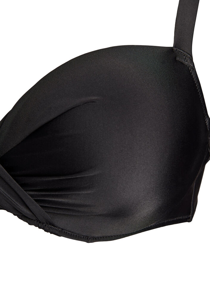 Haut de bikini avec armatures et drap&eacute;, Noir, Packshot image number 2