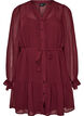 Robe en tissu tiss&eacute; l&eacute;ger avec des volants et une ceinture &agrave; nouer, Bordeaux, Packshot image number 0