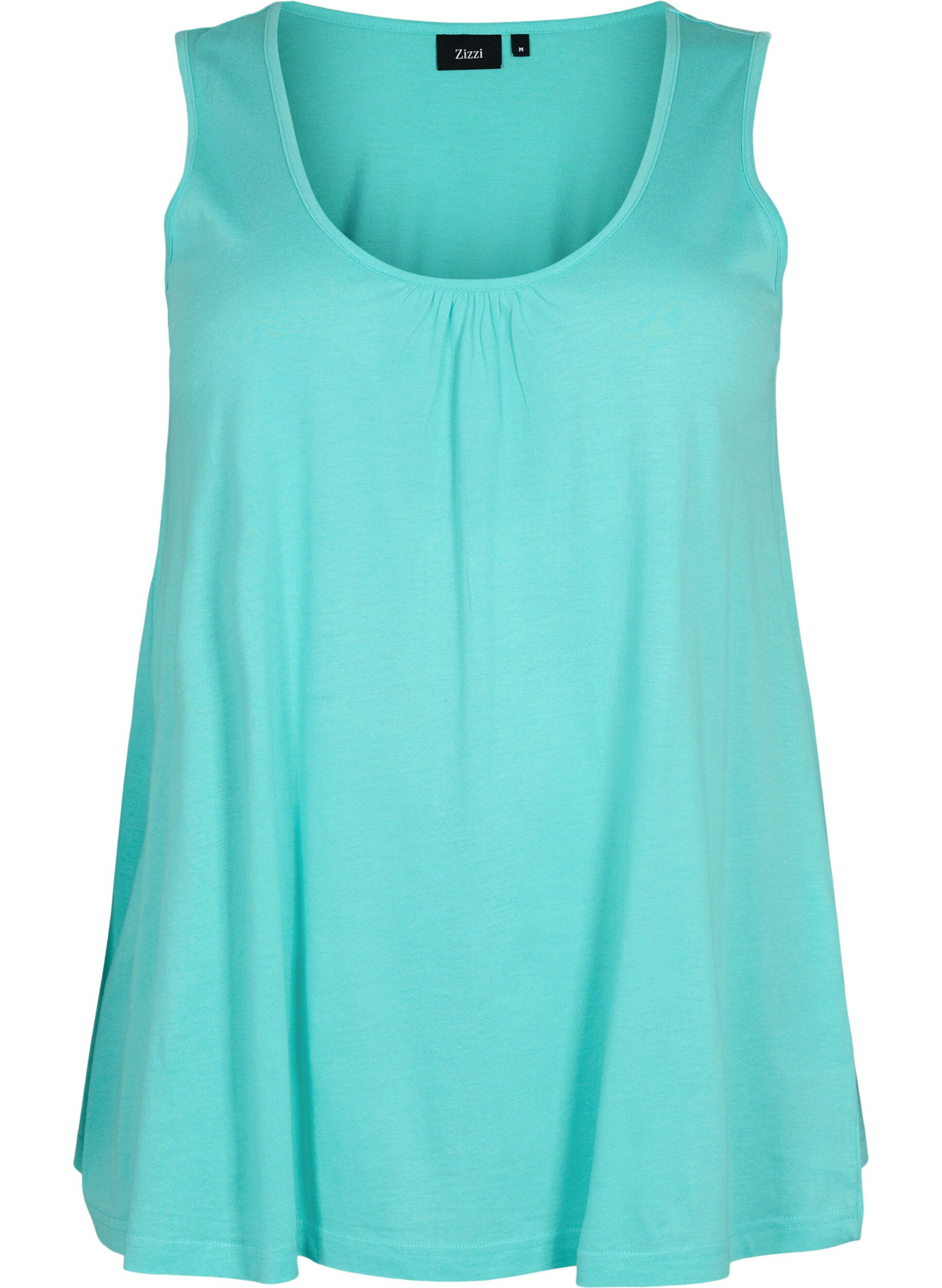 Zizzi Top avec forme en A et col rond, Turquoise, Packshot image number 0