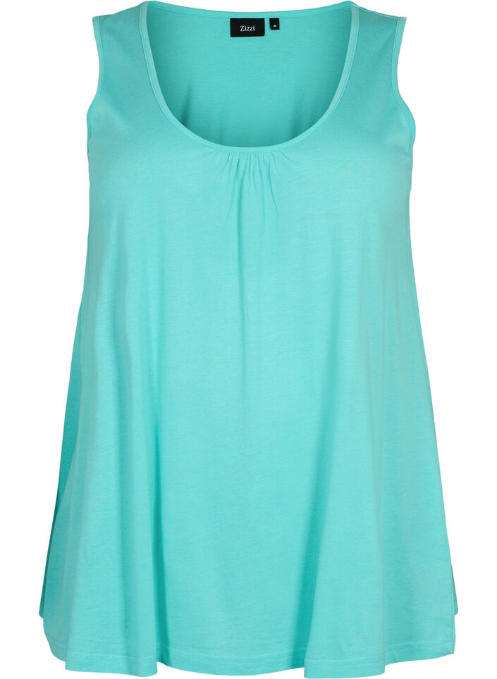 Top avec forme en A et col rond, Turquoise, Packshot image number 0
