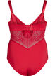 Body avec d&eacute;tails en dentelle et satin, Rouge, Packshot image number 1