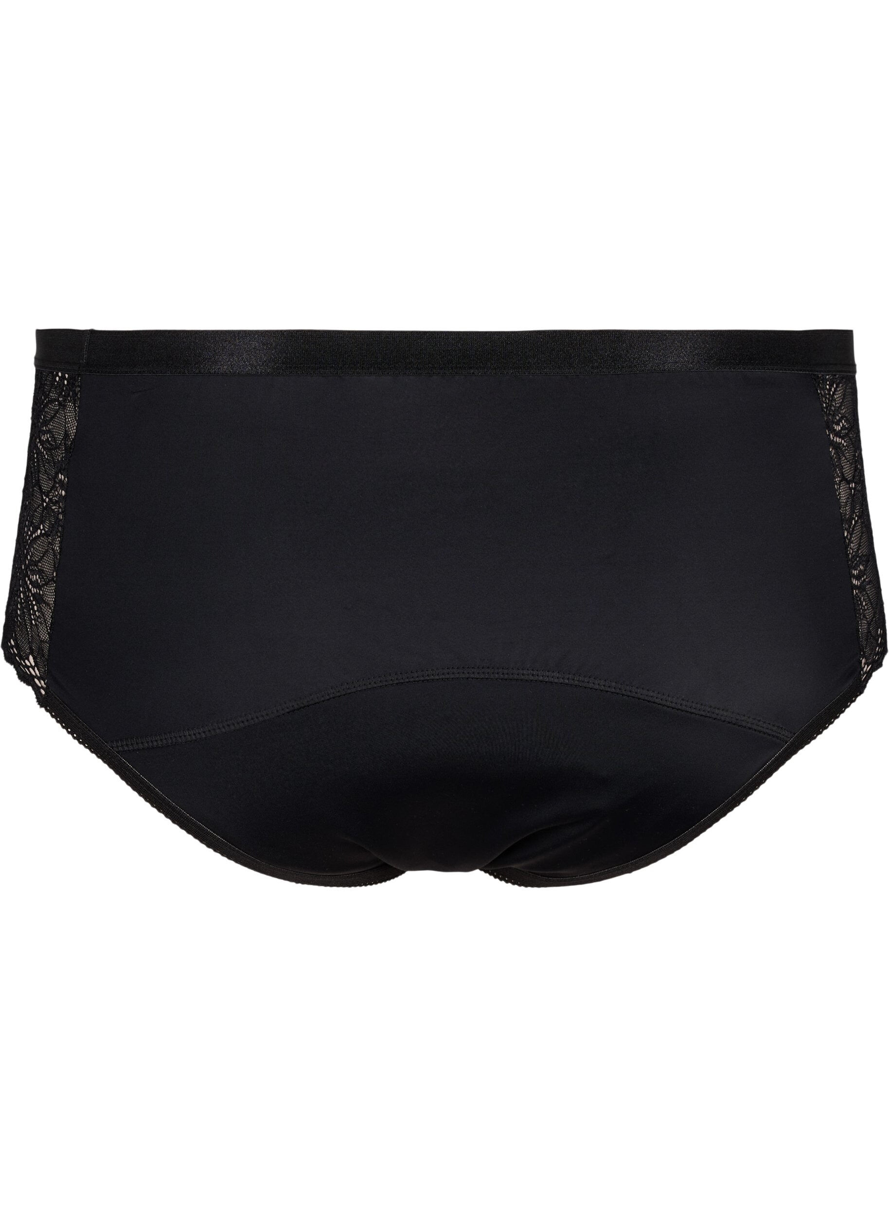 Zizzi Culotte menstruelle hipster avec dentelle, Black, Packshot image number 1