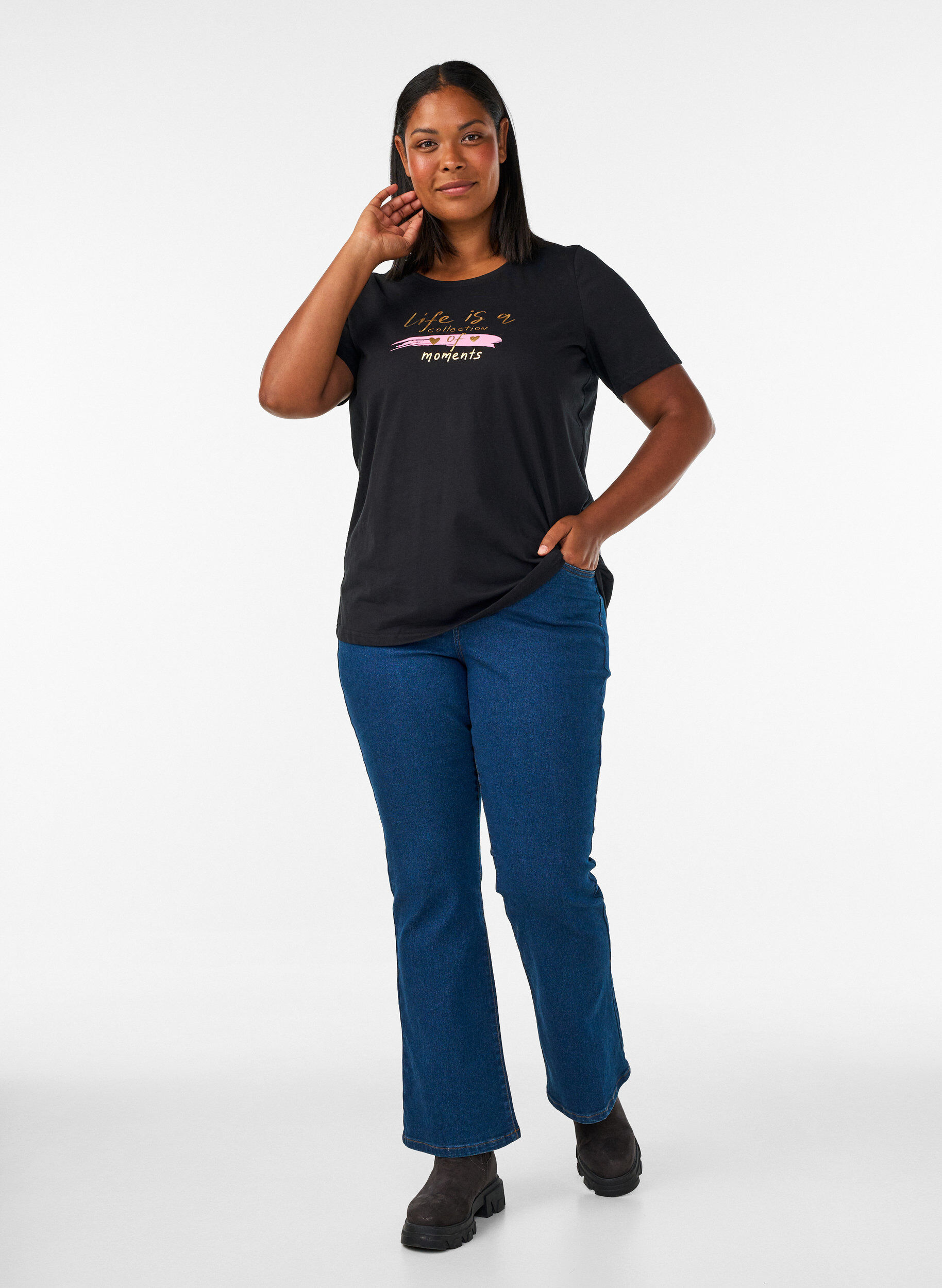 ZizziT-shirt avec motif, Noir, Model image number 1