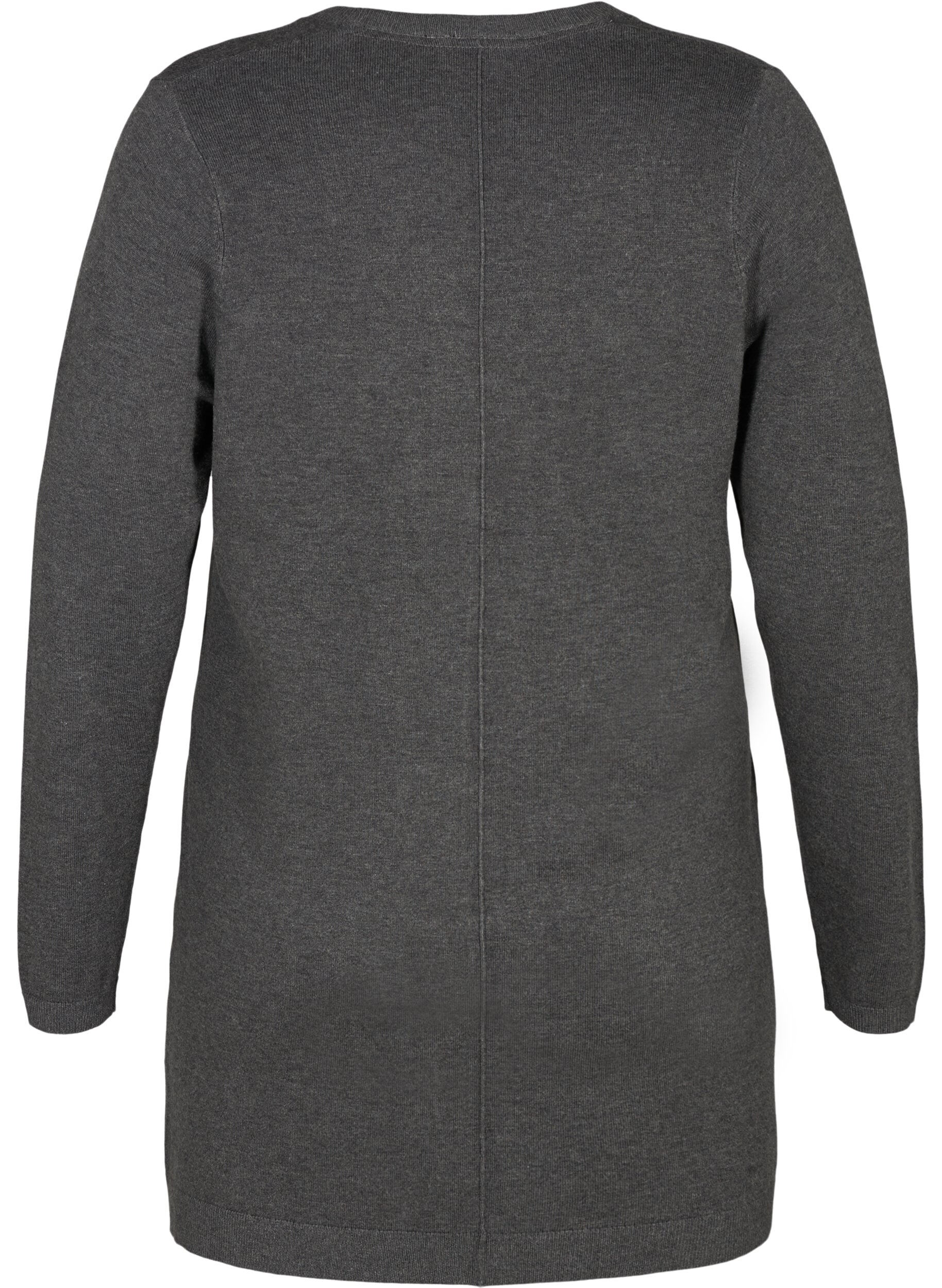 Zizzi Long cardigan tricot&eacute; en m&eacute;lange de viscose, Gris anthracite, Packshot image number 1