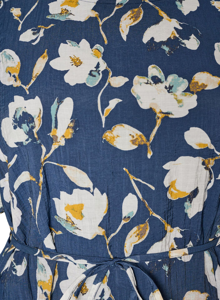 Robe longue avec manches papillon et taille &agrave; nouer, Bleu, Packshot image number 2