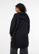 Sweat &agrave; capuche long avec zip et poches, Noir, Model image number 2