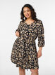 Robe courte avec manches 3/4 et motif, Noir, Model image number 0