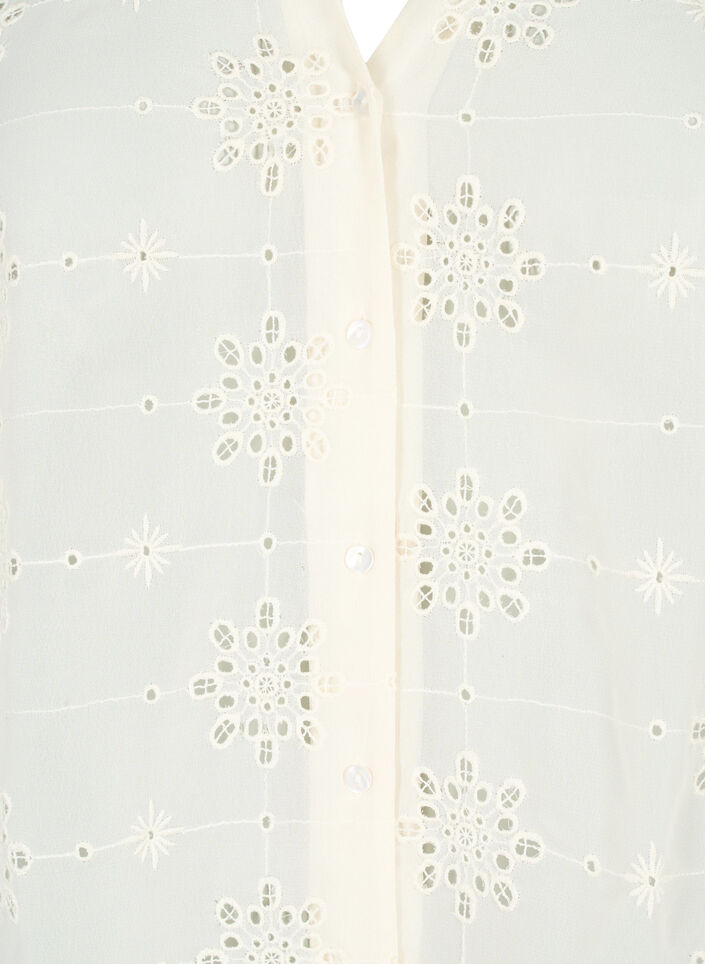 Chemisier à manches courtes avec broderie anglaise, Antique White, Packshot image number 2