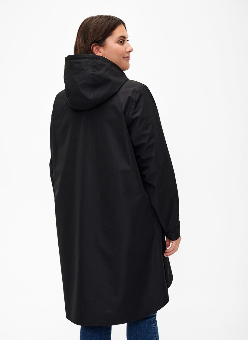 Imperm&eacute;able avec poches et capuche, Noir, Model image number 2
