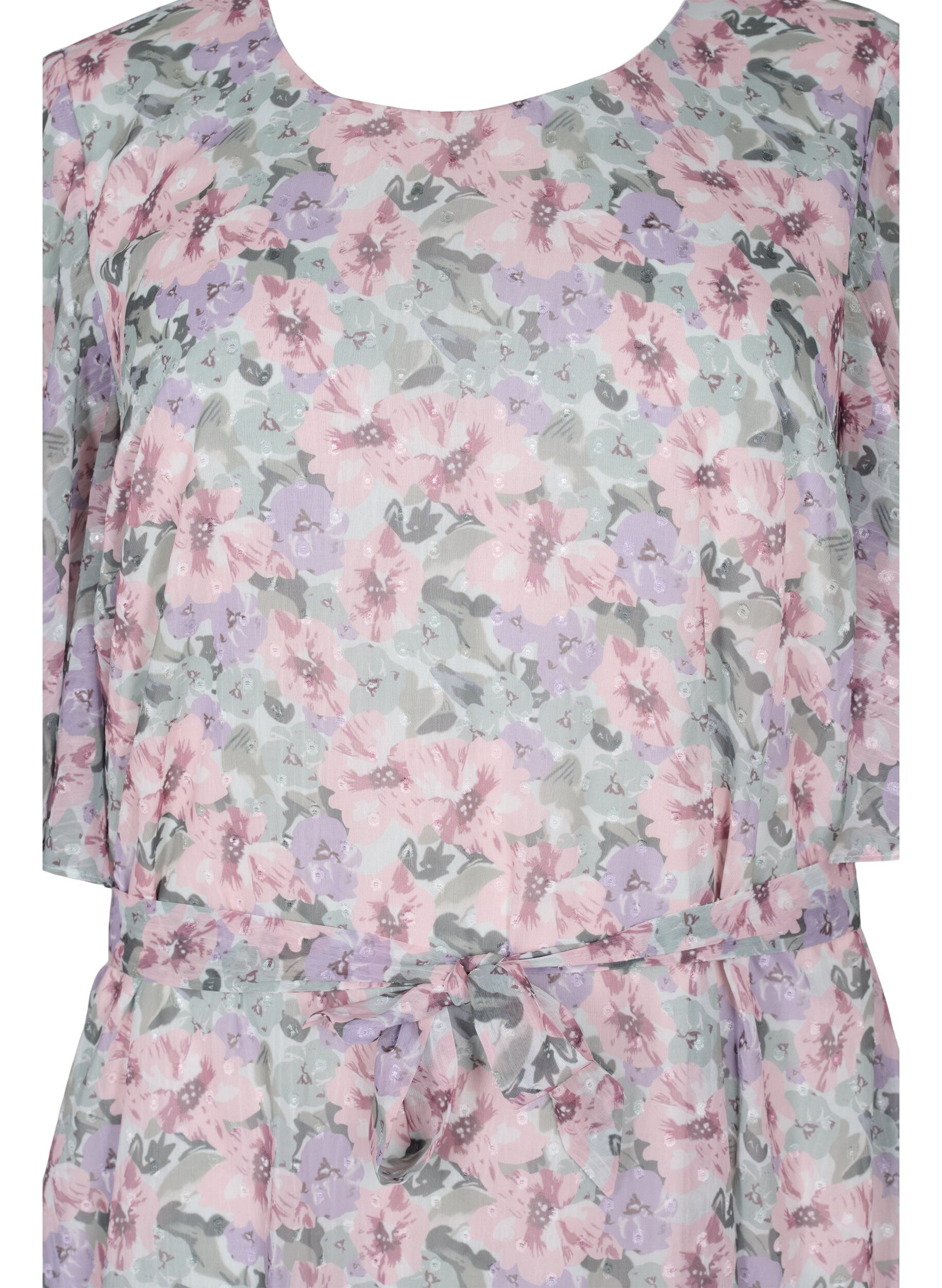 Zizzi Robe &agrave; fleurs avec bande de cravate, Flower AOP, Packshot image number 2