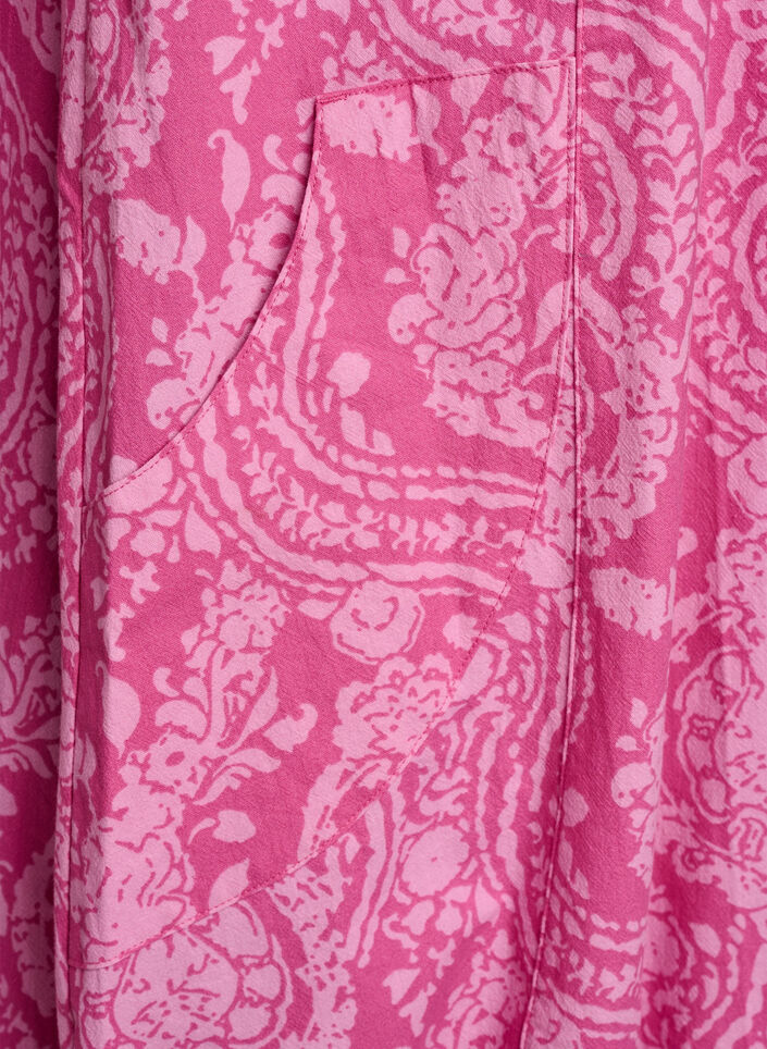 Robe en coton imprim&eacute; &agrave; manches courtes, Rose, Packshot image number 3