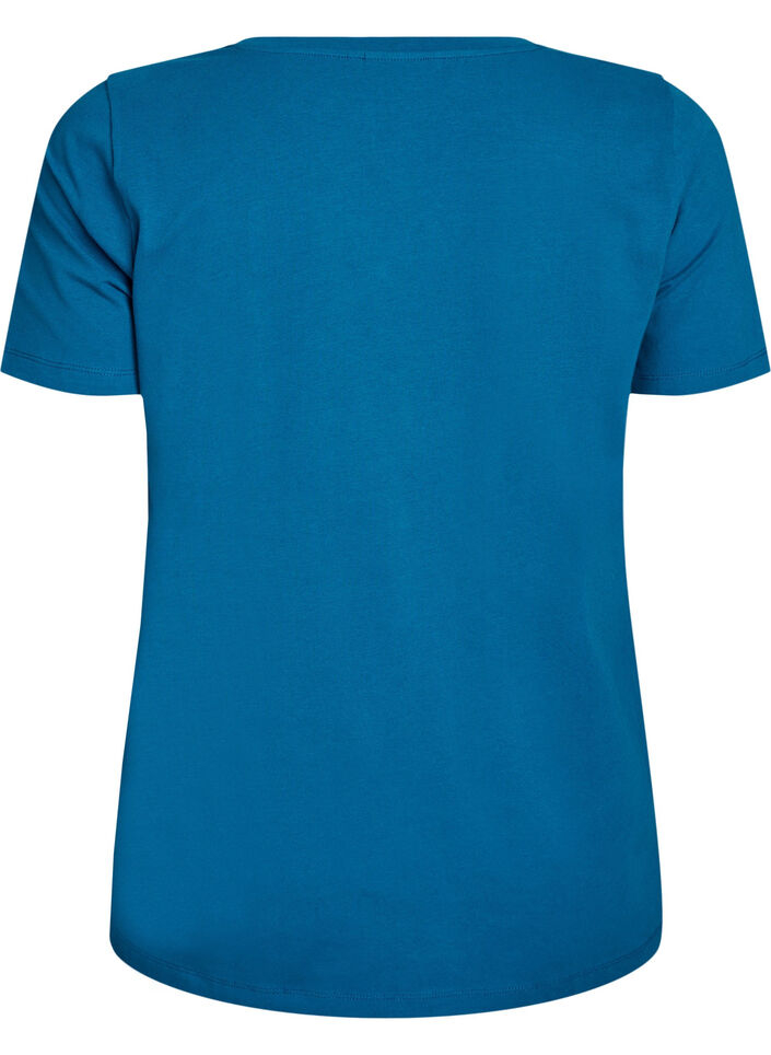 T-shirt basique en coton de couleur unie, Bleu p&eacute;trole, Packshot image number 1