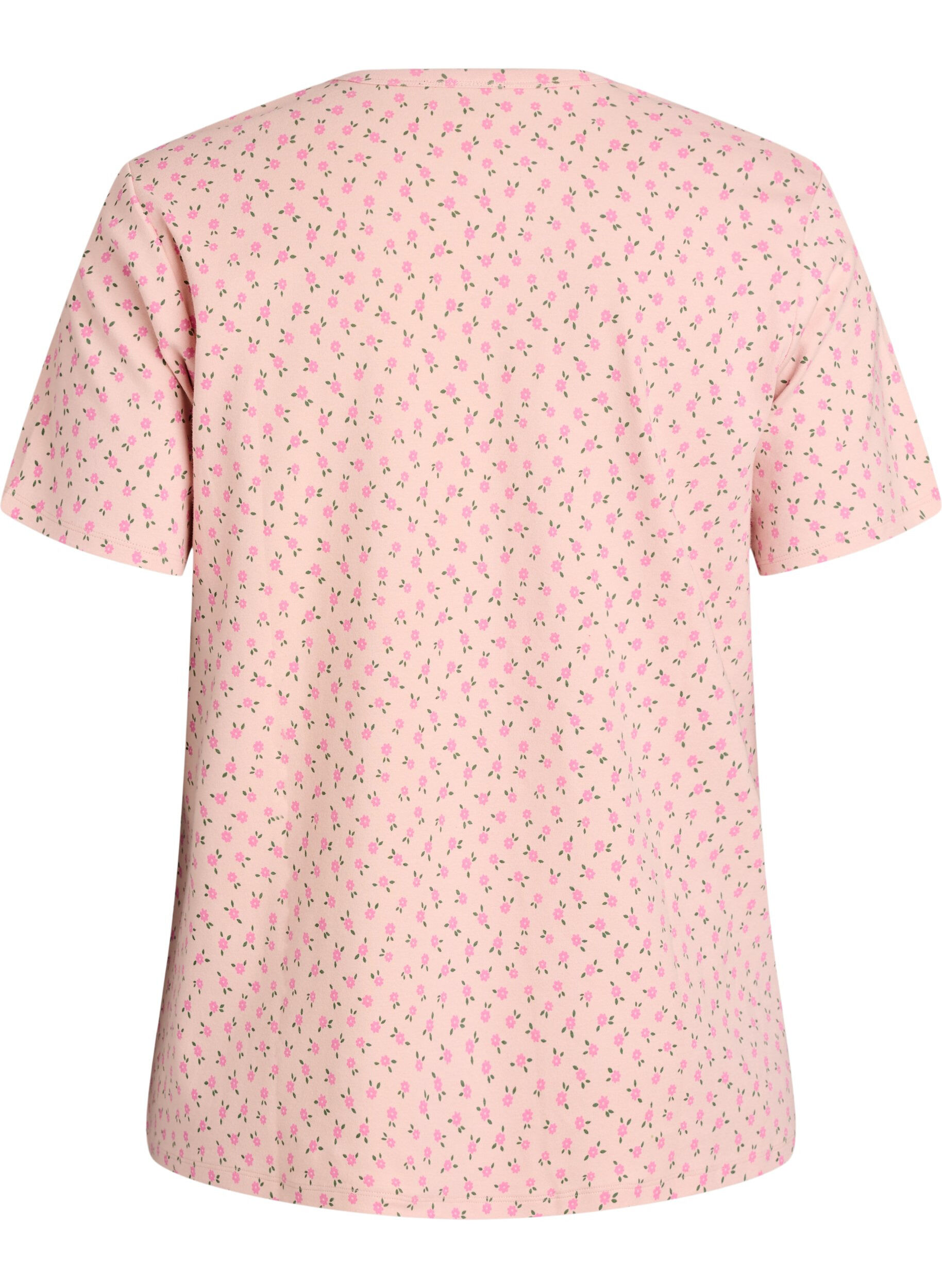 Zizzi T-shirt en coton avec imprim&eacute; int&eacute;gral, Rose, Packshot image number 1