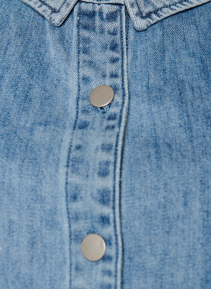 Chemise en jean &agrave; imprim&eacute; floral et manches courtes, Bleu Clair, Packshot image number 2