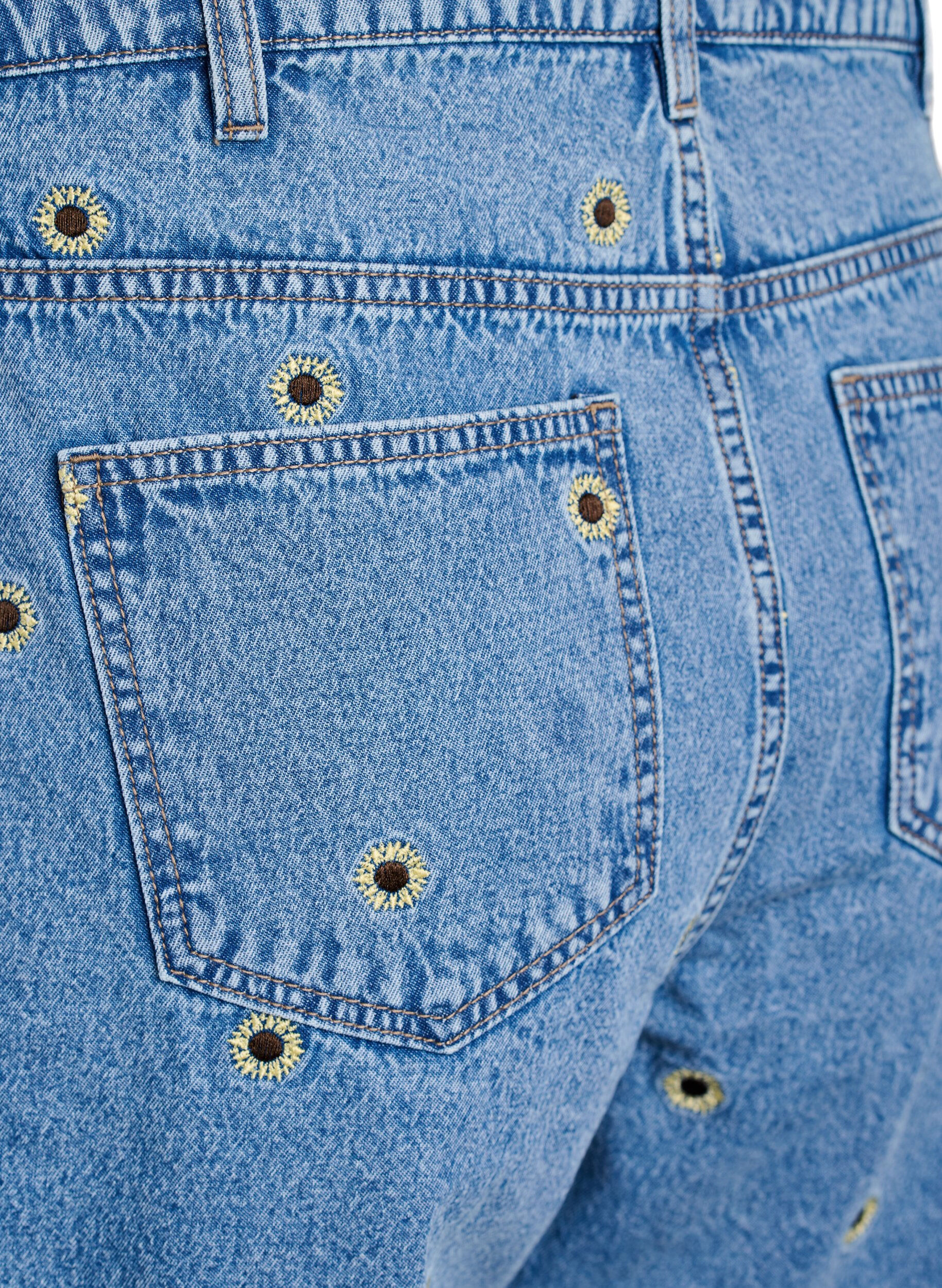 ZizziShorts en jean avec des fleurs brod&eacute;es, Bleu Clair, Packshot image number 3