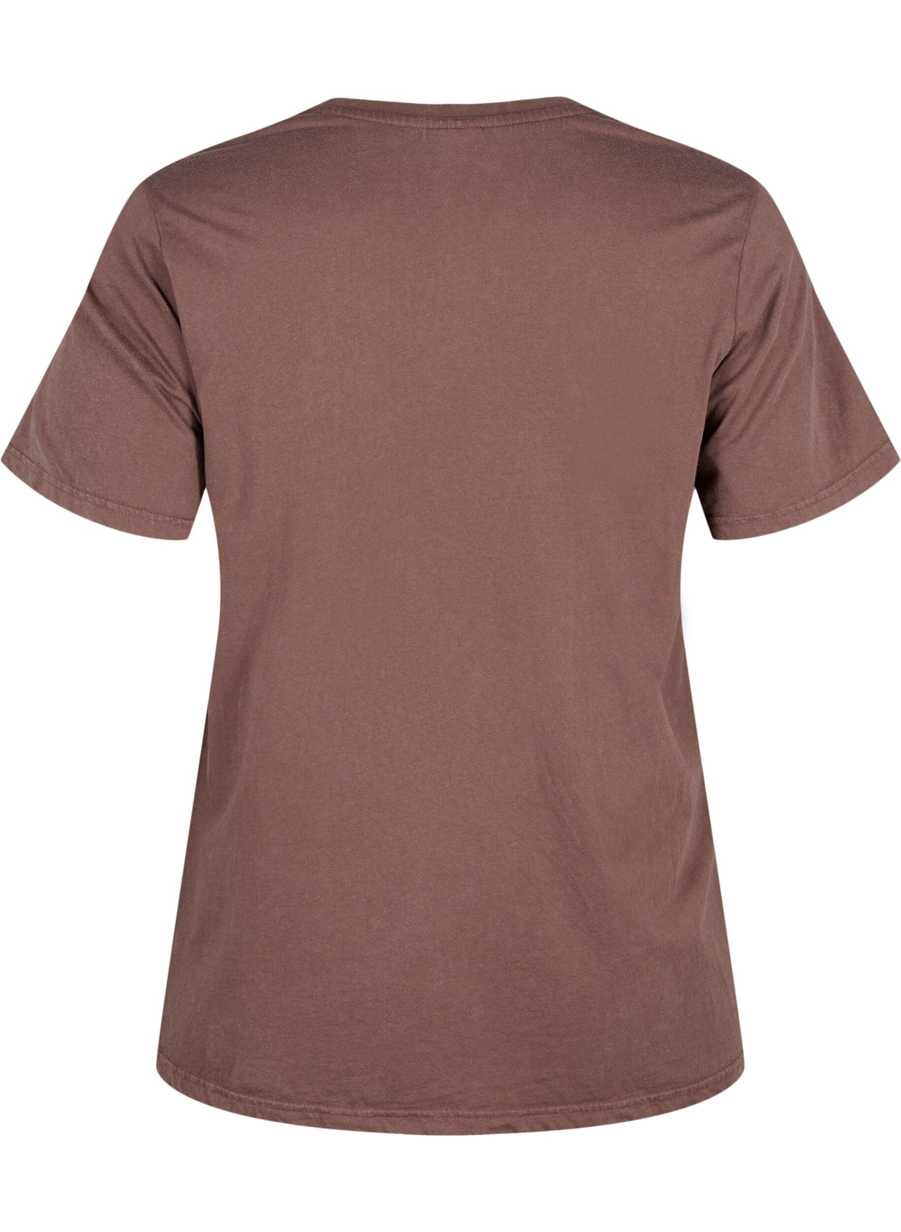 Zizzi Tee-shirt en coton biologique avec imprim&eacute;, Marron, Packshot image number 1