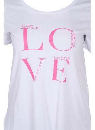 T-shirt en coton à manches courtes avec imprimé, Bright White LOVE, Packshot image number 2