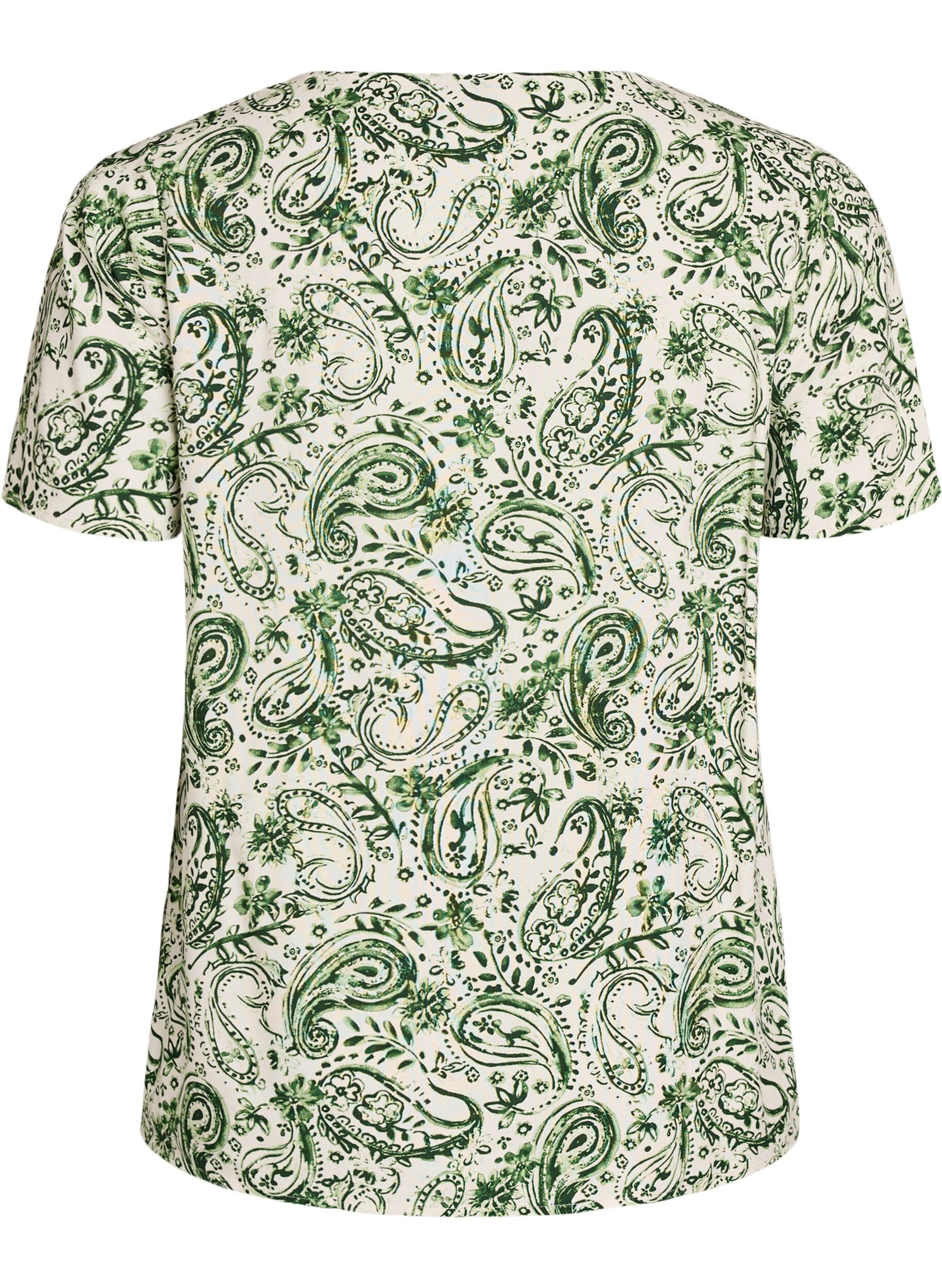 ZizziBlouse en viscose &agrave; manches courtes avec imprim&eacute;, Vert, Packshot image number 1