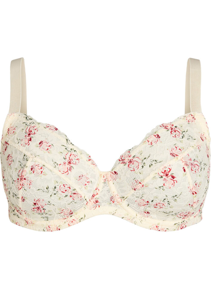 Soutien-gorge embo&icirc;tant en dentelle florale, Blanc, Packshot image number 0