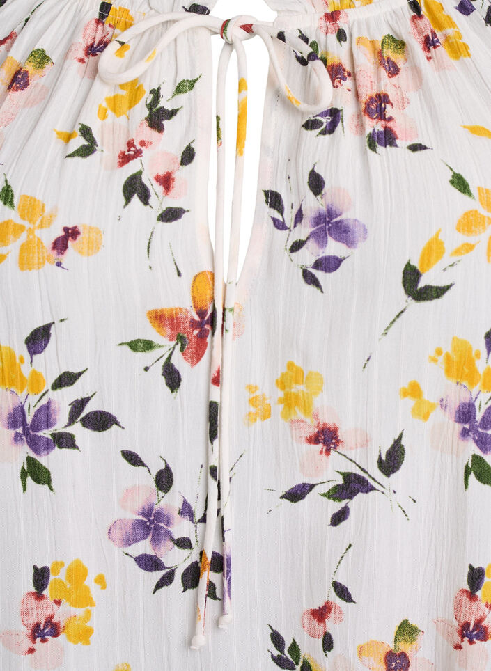 Blouse en viscose à fleurs avec manches mi-longues, Blanc, Packshot image number 2