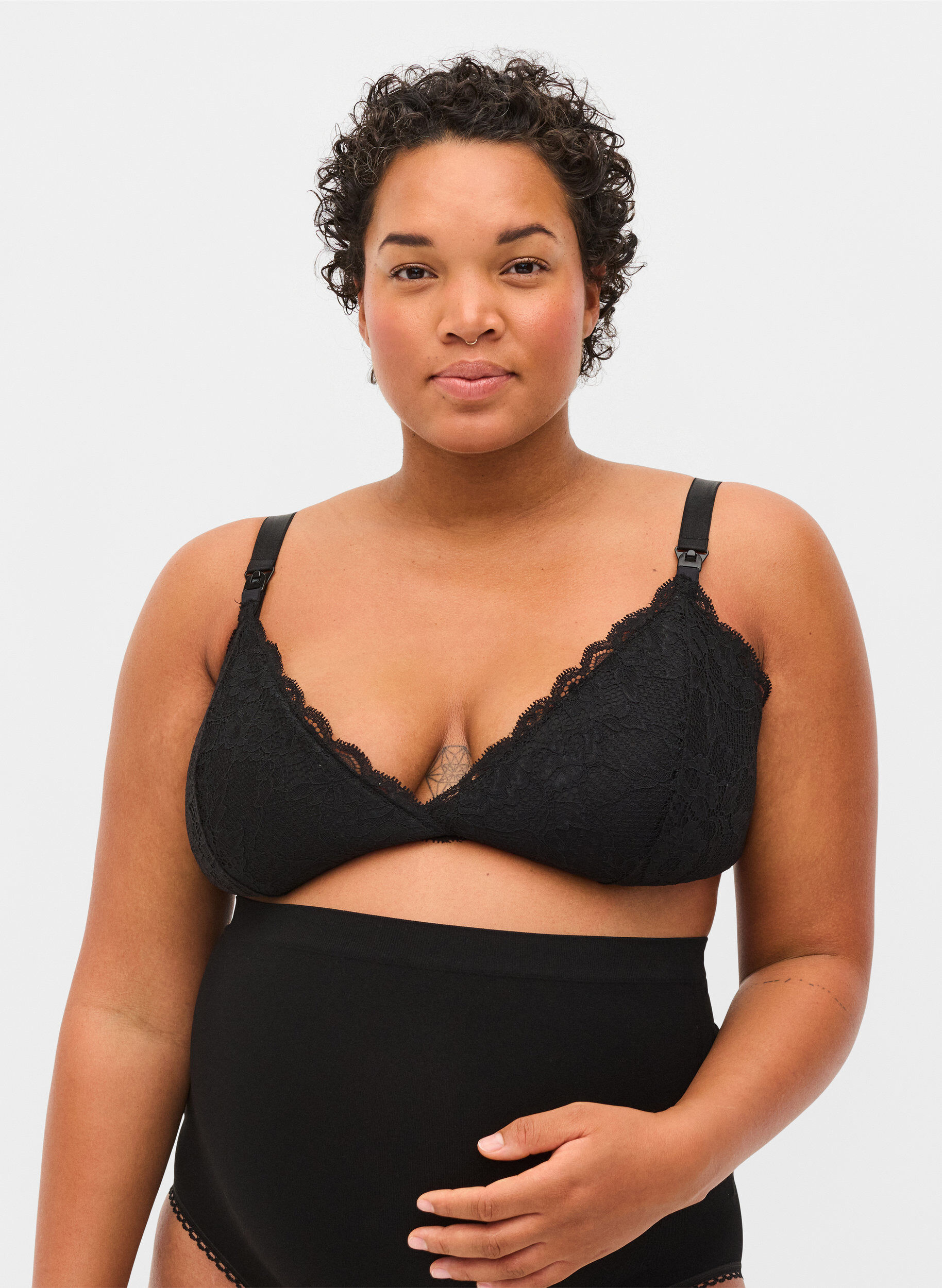 Zizzi Soutien-gorge d'allaitement avec dentelle, Noir, Model image number 0