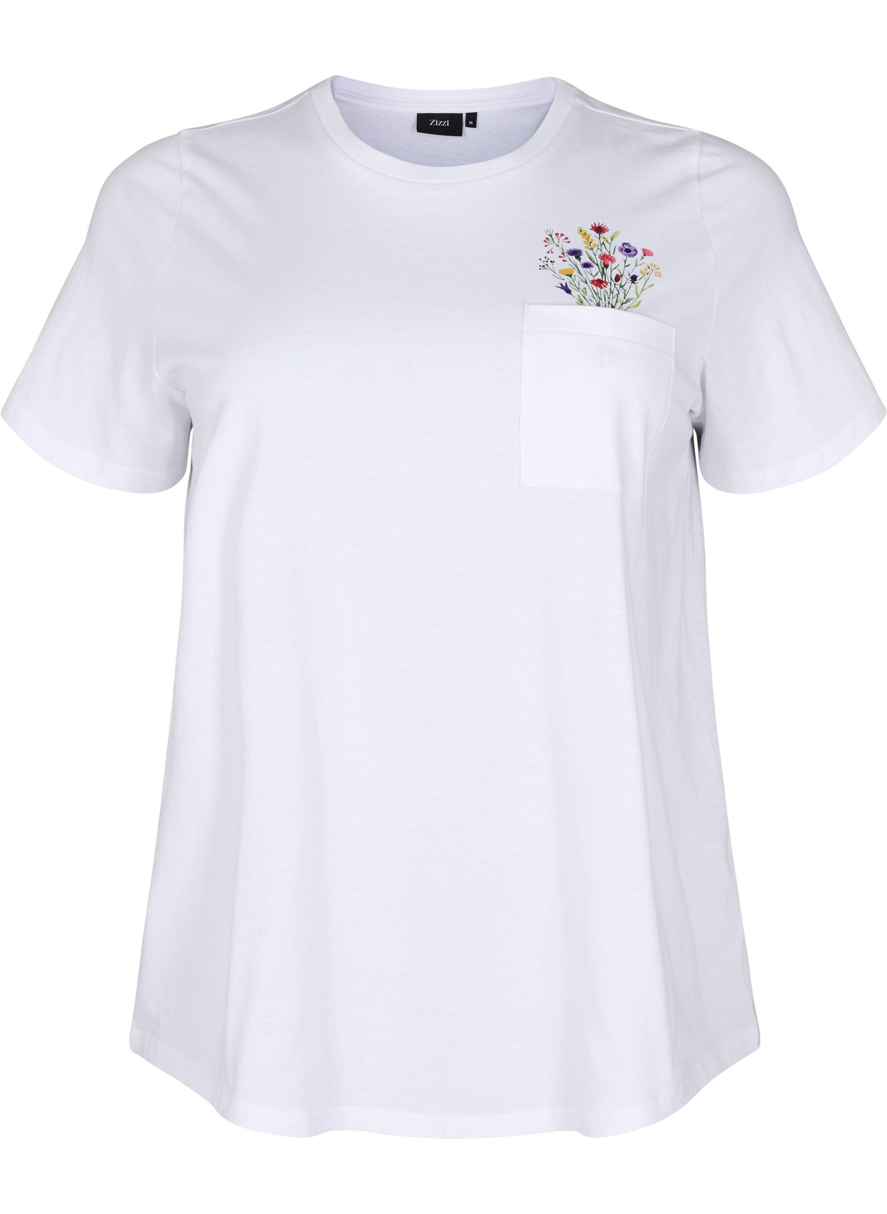 Zizzi T-shirt avec poche sur la poitrine, Blanc, Packshot image number 0