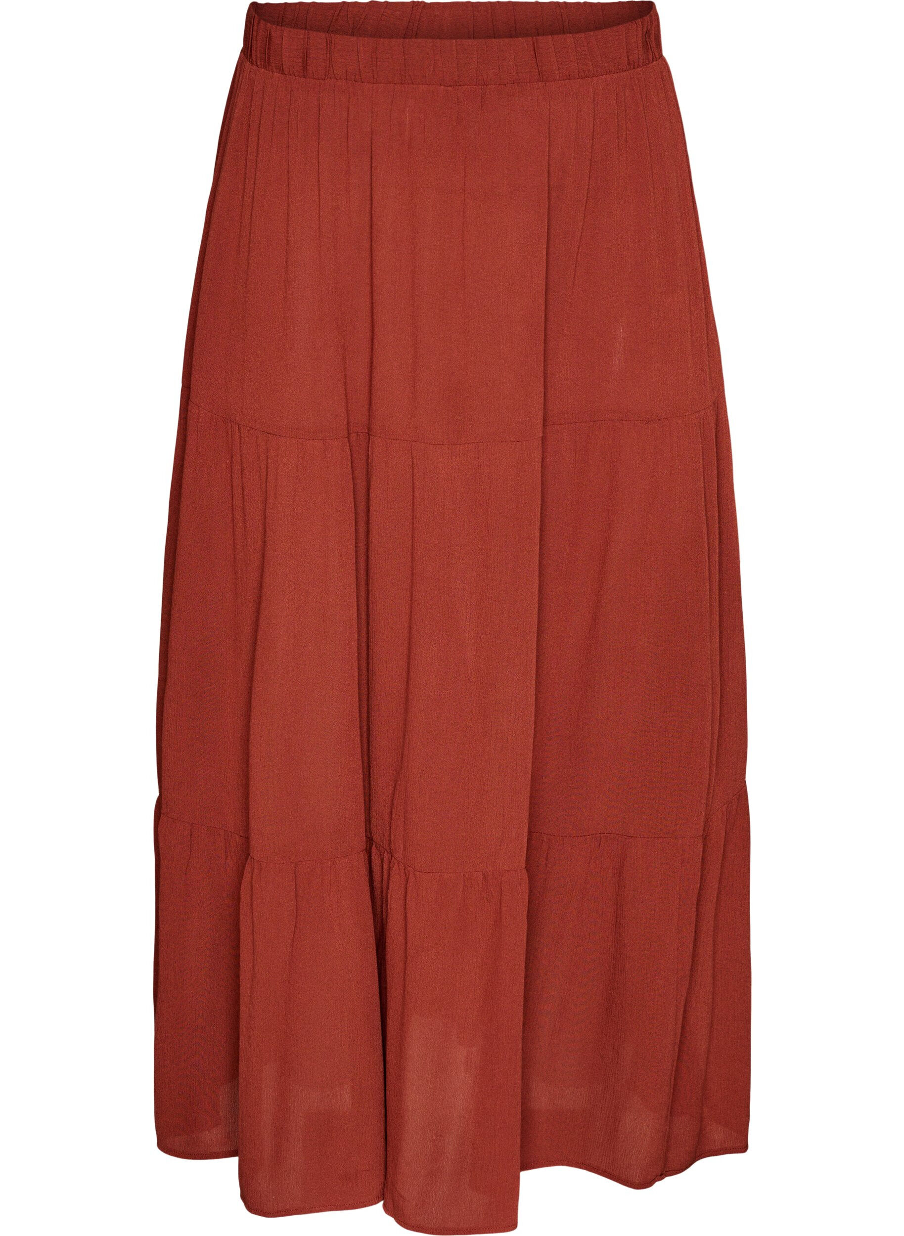 ZizziJupe longue &agrave; taille &eacute;lastiqu&eacute;e, Bordeaux, Packshot image number 0