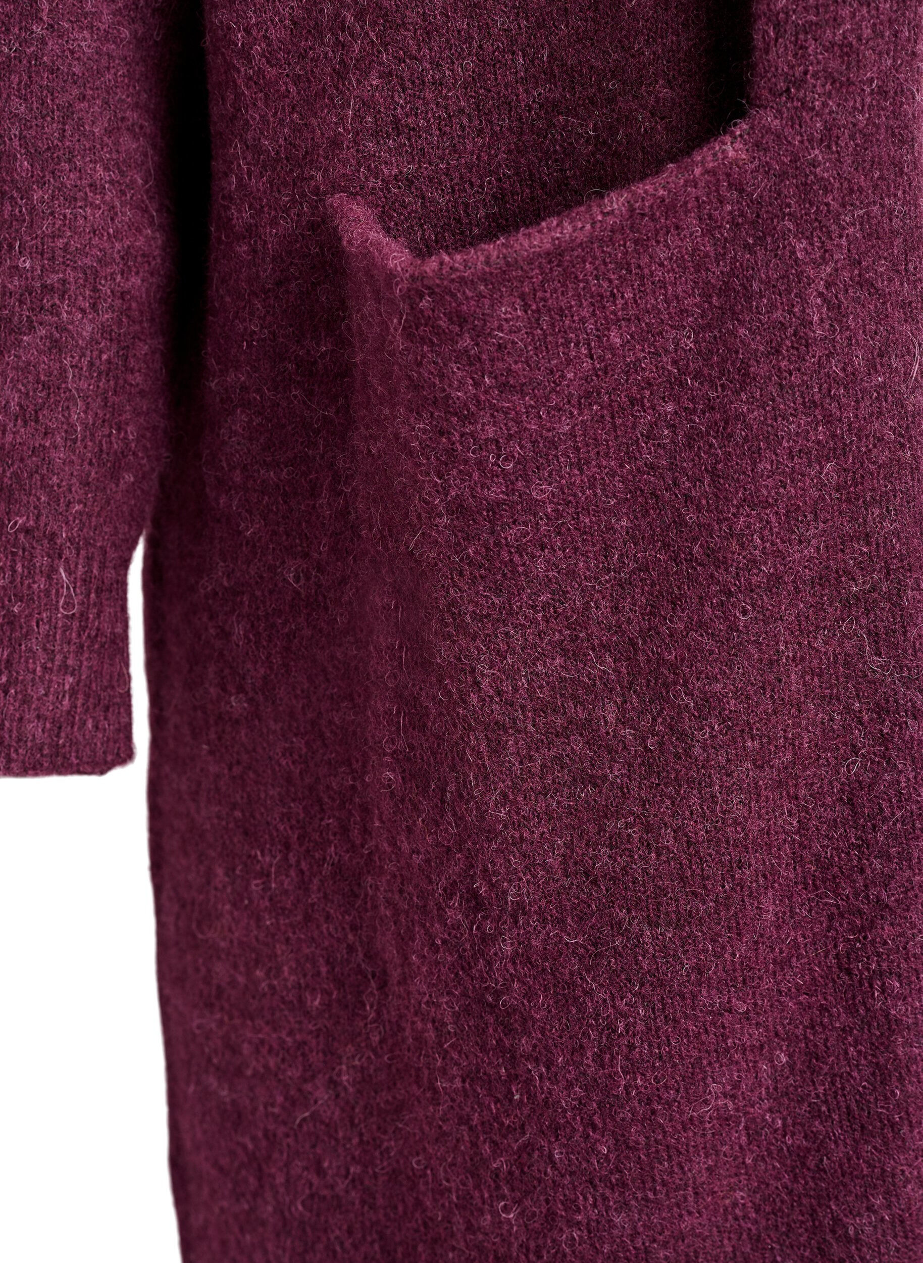 Zizzi Cardigan long en laine et alpaga, Bordeaux, Packshot image number 3